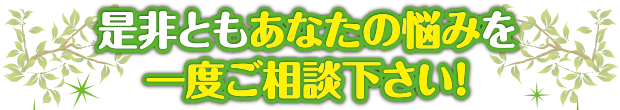 是非ともあなたの悩みを一度ご相談下さい!